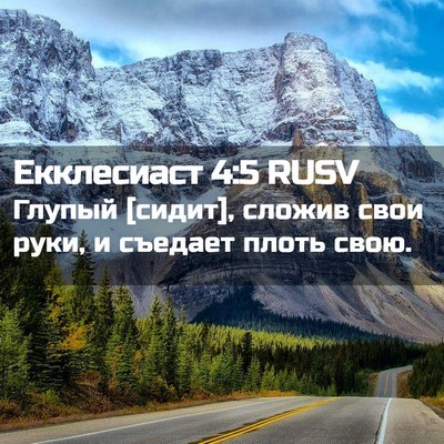 Picture 02 - Екклесиаст 4:5 RUSV - Глупый [сидит], сложив свои - Bible Verse Picture
