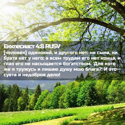 Picture 02 - Екклесиаст 4:8 RUSV - [человек] одинокий, и - Bible Verse Picture