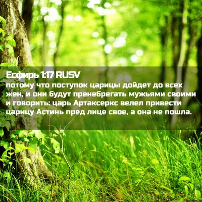 Picture 02 - Есфирь 1:17 RUSV - потому что поступок царицы - Bible Verse Picture