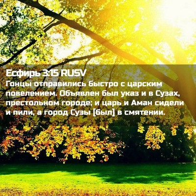 Picture 02 - Есфирь 3:15 RUSV - Гонцы отправились быстро с - Bible Verse Picture