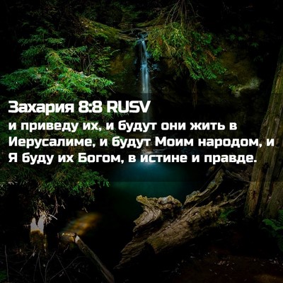 Picture 02 - Захария 8:8 RUSV - и приведу их, и будут они - Bible Verse Picture