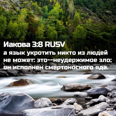 Picture 02 - Иакова 3:8 RUSV - а язык укротить никто из - Bible Verse Picture