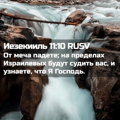 Picture 02 - Иезекииль 11:10 RUSV - От меча падете; на пределах - Bible Verse Picture