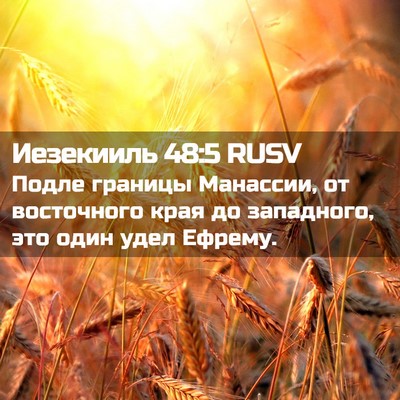 Picture 02 - Иезекииль 48:5 RUSV - Подле границы Манассии, от - Bible Verse Picture