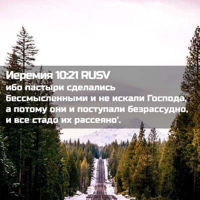 Picture 02 - Иеремия 10:21 RUSV - ибо пастыри сделались - Bible Verse Picture