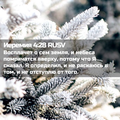 Picture 02 - Иеремия 4:28 RUSV - Восплачет о сем земля, и - Bible Verse Picture