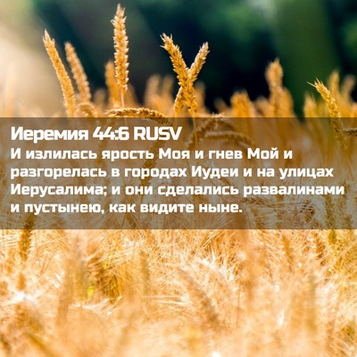 Picture 02 - Иеремия 44:6 RUSV - И излилась ярость Моя и - Bible Verse Picture