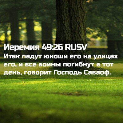 Picture 02 - Иеремия 49:26 RUSV - Итак падут юноши его на - Bible Verse Picture