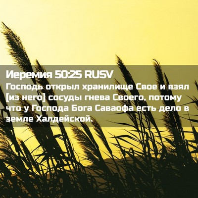 Picture 02 - Иеремия 50:25 RUSV - Господь открыл хранилище - Bible Verse Picture