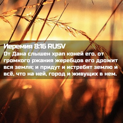 Picture 02 - Иеремия 8:16 RUSV - От Дана слышен храп коней - Bible Verse Picture