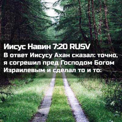 Picture 02 - Иисус Навин 7:20 RUSV - В ответ Иисусу Ахан сказал: - Bible Verse Picture