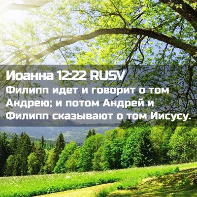 Picture 02 - Иоанна 12:22 RUSV - Филипп идет и говорит о том - Bible Verse Picture