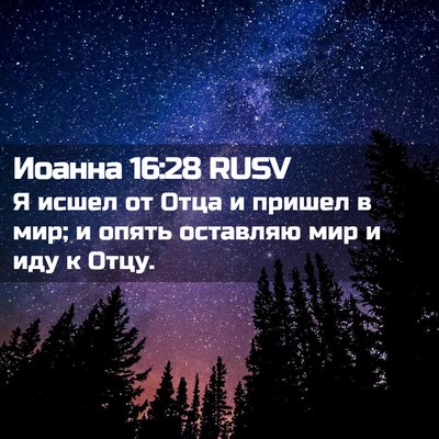 Picture 02 - Иоанна 16:28 RUSV - Я исшел от Отца и пришел в - Bible Verse Picture