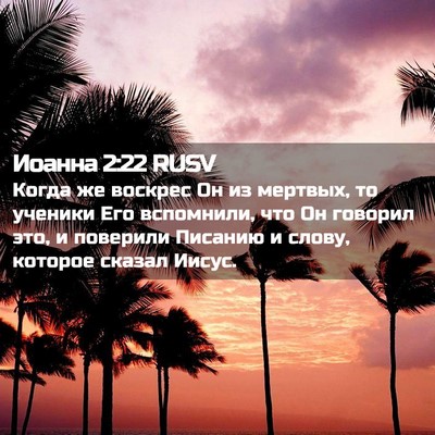 Picture 02 - Иоанна 2:22 RUSV - Когда же воскрес Он из - Bible Verse Picture