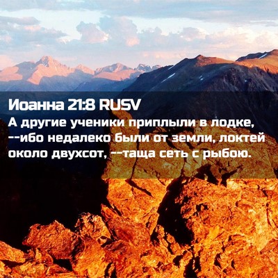 Picture 02 - Иоанна 21:8 RUSV - А другие ученики приплыли - Bible Verse Picture