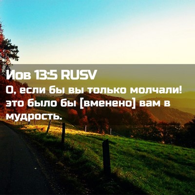 Picture 02 - Иов 13:5 RUSV - О, если бы вы только - Bible Verse Picture