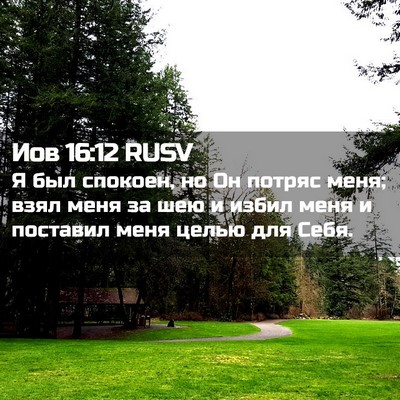 Picture 02 - Иов 16:12 RUSV - Я был спокоен, но Он потряс - Bible Verse Picture