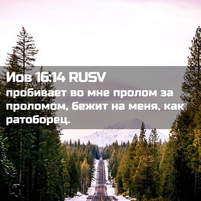 Picture 02 - Иов 16:14 RUSV - пробивает во мне пролом за - Bible Verse Picture