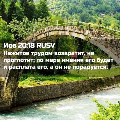 Picture 02 - Иов 20:18 RUSV - Нажитое трудом возвратит, - Bible Verse Picture