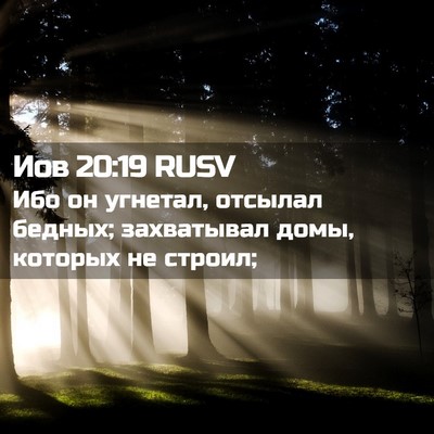 Picture 02 - Иов 20:19 RUSV - Ибо он угнетал, отсылал - Bible Verse Picture