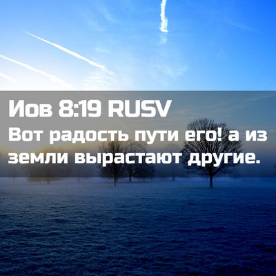 Picture 02 - Иов 8:19 RUSV - Вот радость пути его! а из - Bible Verse Picture