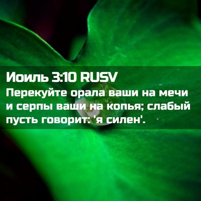 Picture 02 - Иоиль 3:10 RUSV - Перекуйте орала ваши на - Bible Verse Picture