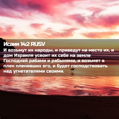Picture 02 - Исаия 14:2 RUSV - И возьмут их народы, и - Bible Verse Picture
