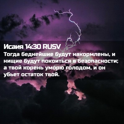 Picture 02 - Исаия 14:30 RUSV - Тогда беднейшие будут - Bible Verse Picture