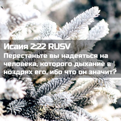 Picture 02 - Исаия 2:22 RUSV - Перестаньте вы надеяться - Bible Verse Picture