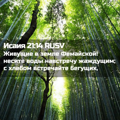 Picture 02 - Исаия 21:14 RUSV - Живущие в земле Фемайской! - Bible Verse Picture
