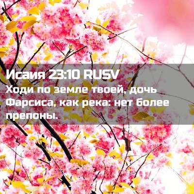 Picture 02 - Исаия 23:10 RUSV - Ходи по земле твоей, дочь - Bible Verse Picture