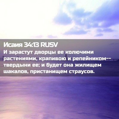 Picture 02 - Исаия 34:13 RUSV - И зарастут дворцы ее - Bible Verse Picture