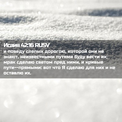 Picture 02 - Исаия 42:16 RUSV - и поведу слепых дорогою, - Bible Verse Picture