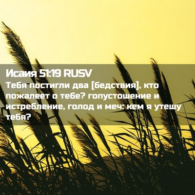 Picture 02 - Исаия 51:19 RUSV - Тебя постигли два - Bible Verse Picture