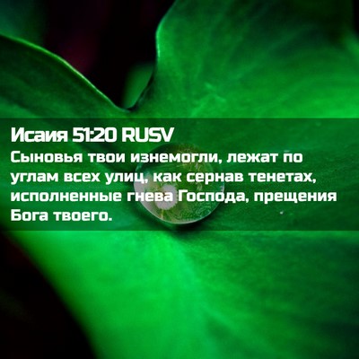 Picture 02 - Исаия 51:20 RUSV - Сыновья твои изнемогли, - Bible Verse Picture