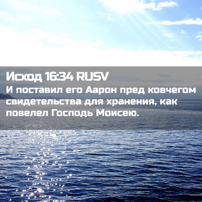 Picture 02 - Исход 16:34 RUSV - И поставил его Аарон пред - Bible Verse Picture