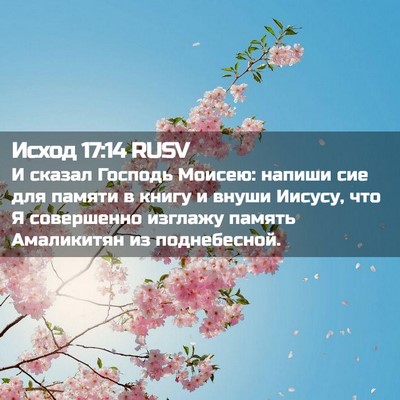 Picture 02 - Исход 17:14 RUSV - И сказал Господь Моисею: - Bible Verse Picture