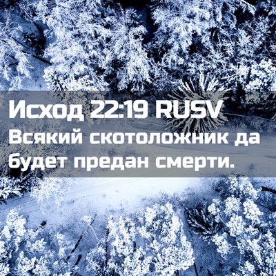 Picture 02 - Исход 22:19 RUSV - Всякий скотоложник да - Bible Verse Picture