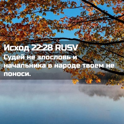 Picture 02 - Исход 22:28 RUSV - Судей не злословь и - Bible Verse Picture