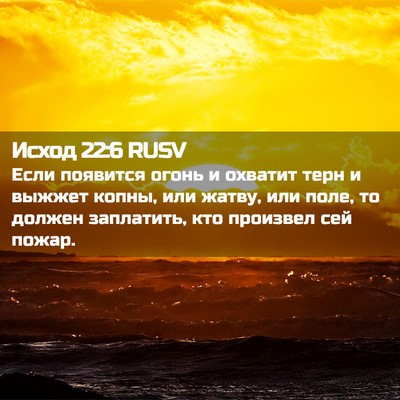 Picture 02 - Исход 22:6 RUSV - Если появится огонь и - Bible Verse Picture
