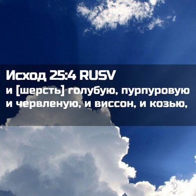 Picture 02 - Исход 25:4 RUSV - и [шерсть] голубую, - Bible Verse Picture