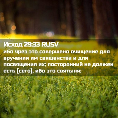 Picture 02 - Исход 29:33 RUSV - ибо чрез это совершено - Bible Verse Picture