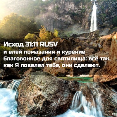 Picture 02 - Исход 31:11 RUSV - и елей помазания и курение - Bible Verse Picture