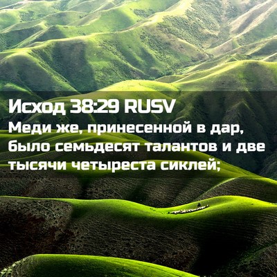 Picture 02 - Исход 38:29 RUSV - Меди же, принесенной в дар, - Bible Verse Picture