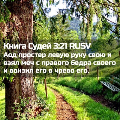 Picture 02 - Книга Судей 3:21 RUSV - Аод простер левую руку - Bible Verse Picture
