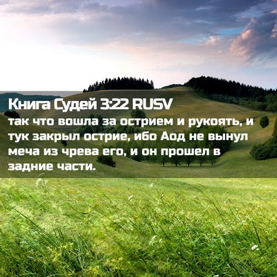 Picture 02 - Книга Судей 3:22 RUSV - так что вошла за острием и - Bible Verse Picture