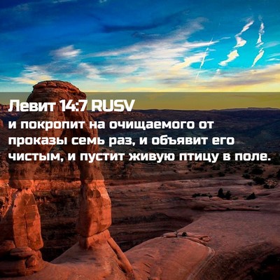 Picture 02 - Левит 14:7 RUSV - и покропит на очищаемого - Bible Verse Picture