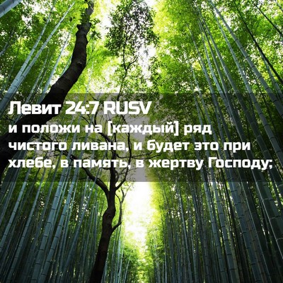 Picture 02 - Левит 24:7 RUSV - и положи на [каждый] ряд - Bible Verse Picture