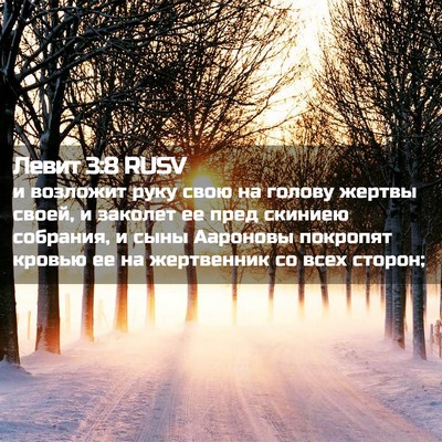 Picture 02 - Левит 3:8 RUSV - и возложит руку свою на - Bible Verse Picture