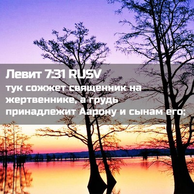 Picture 02 - Левит 7:31 RUSV - тук сожжет священник на - Bible Verse Picture